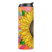 引用文感動的と手描きヒマワリ タンブラー (回転左)