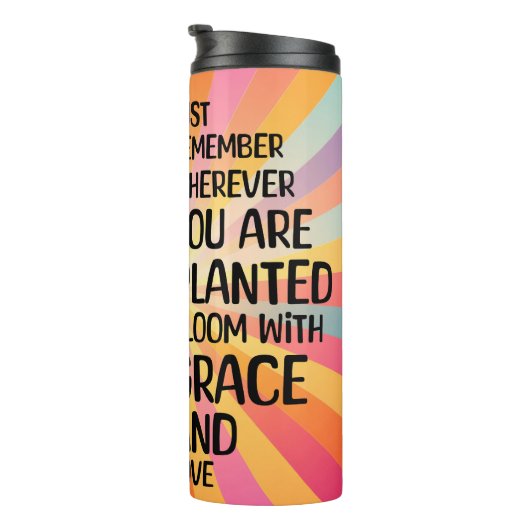 引用文感動的と手描きヒマワリ タンブラー (回転右)