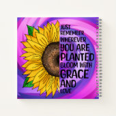 引用文感動的と手描きヒマワリ ノートブック (裏面)