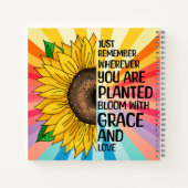 引用文感動的と手描きヒマワリ ノートブック (裏面)