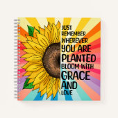 引用文感動的と手描きヒマワリ ノートブック (正面)