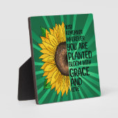 引用文感動的と手描きヒマワリ フォトプラーク (正面)