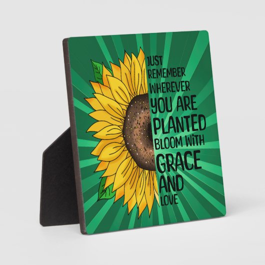 引用文感動的と手描きヒマワリ フォトプラーク (正面)