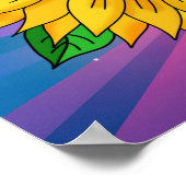 引用文感動的と手描きヒマワリ ポスター (角)