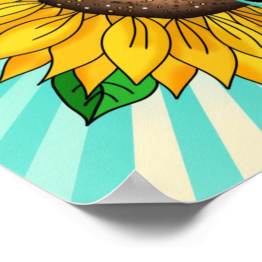 引用文感動的と手描きヒマワリ ポスター (角)