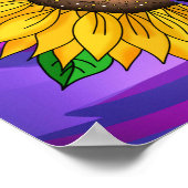 引用文感動的と手描きヒマワリ ポスター (角)