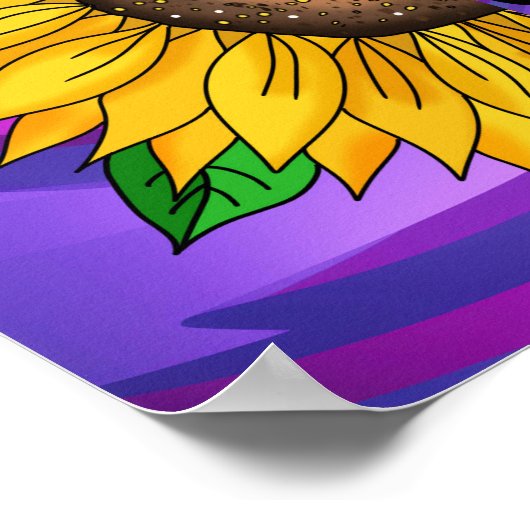 引用文感動的と手描きヒマワリ ポスター (角)