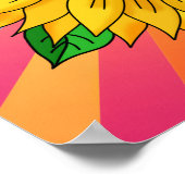 引用文感動的と手描きヒマワリ ポスター (角)