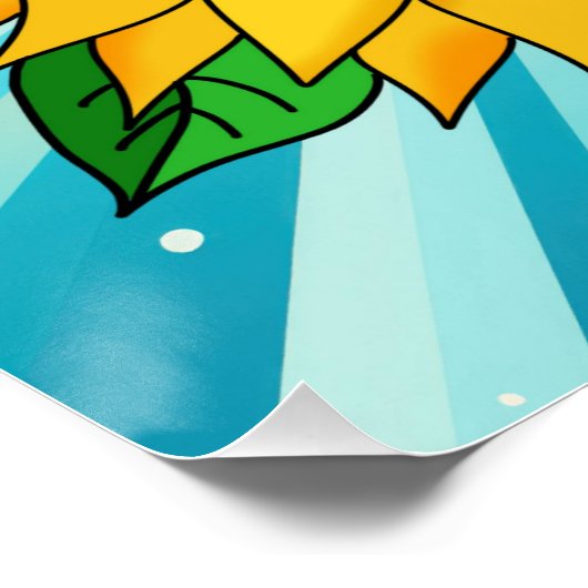 引用文感動的と手描きヒマワリ ポスター (コーナー)