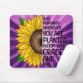 引用文感動的と手描きヒマワリ マウスパッド (マウス)