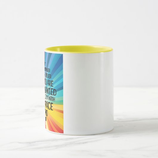 引用文感動的と手描きヒマワリ マグカップ (中央)