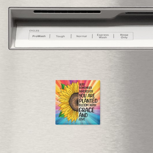 引用文感動的と手描きヒマワリ マグネット (インサイチュ (食洗機))