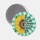 引用文感動的と手描きヒマワリ マグネット (正面/裏面)