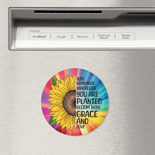 引用文感動的と手描きヒマワリ マグネット (インサイチュ (食洗機))
