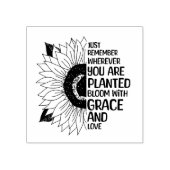 引用文感動的と手描きヒマワリ ラバースタンプ (インプリント)