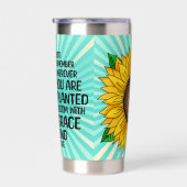 引用文感動的と手描きヒマワリ 保温保冷タンブラー (右面)