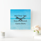 引用文感動的やる気を起こさせるビーチ海青 スクエア壁時計 (ホーム)