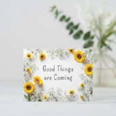 引用文感動的イエローホワイトヒマワリ ポストカード (スタンド正面)