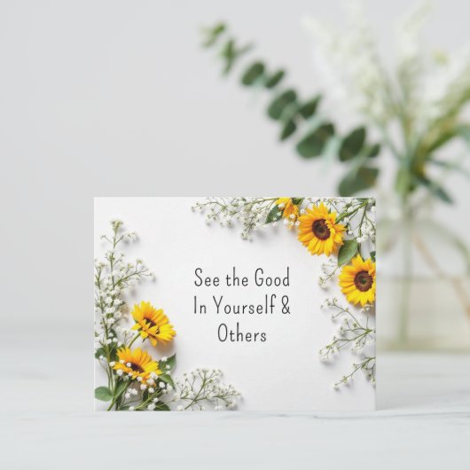 引用文感動的グッドイエローフラワー ポストカード (スタンド正面)