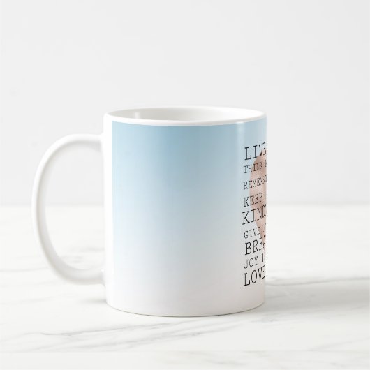 引用文感動的ズブルーブラウン赤面ハート コーヒーマグカップ (左)