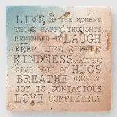 引用文感動的ズブルーブラウン赤面ハート ストーンコースター (正面)