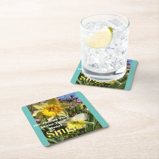 引用文感動的ダフォディル春フローラ花 スクエアペーパーコースター (インサイチュ)