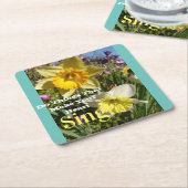 引用文感動的ダフォディル春フローラ花 スクエアペーパーコースター (アングル)