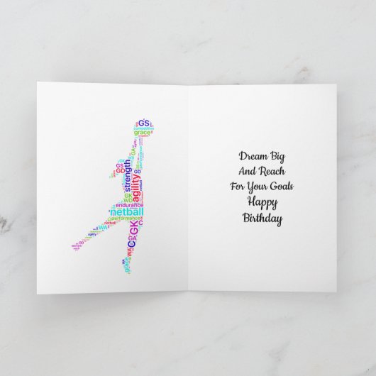 引用文感動的ネットボール誕生日 カード (内部)