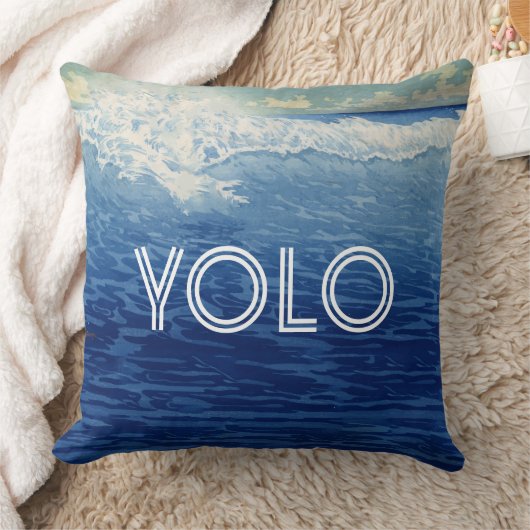 引用文感動的ビーチYOLOあなたは一度だけ生きる クッション (ブランケット)