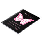 引用文感動的ピンクブラックバタフライノート ノートブック (左側)