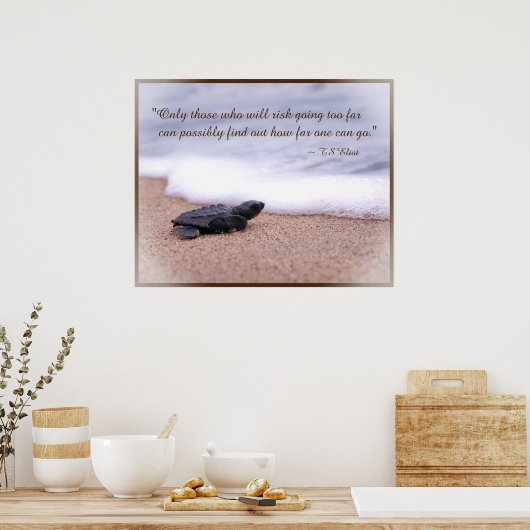 引用文感動的ベビーシータートルサンド海 ポスター (キッチン)
