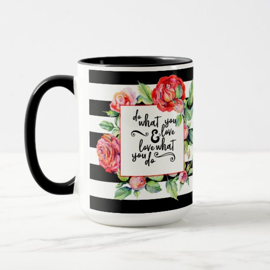 引用文感動的マグ – 好きなことをするバラ マグカップ (左)