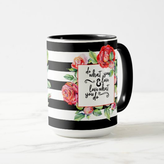 引用文感動的マグ – 好きなことをするバラ マグカップ (正面右)