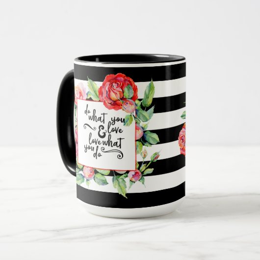 引用文感動的マグ – 好きなことをするバラ マグカップ (正面左)