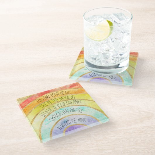 引用文感動的レインボー ガラスコースター (アングル)