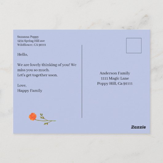 引用文感動的ワイルドフラワーケピー ポストカード (裏面)