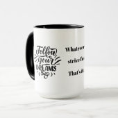 引用文感動的切り出しブラックメッセージコーヒー マグカップ (正面左)