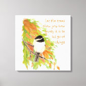 引用文感動的放棄秋の木鳥 キャンバスプリント (正面)