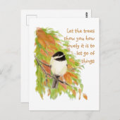 引用文感動的放棄秋の木鳥 ポストカード (正面/裏面)