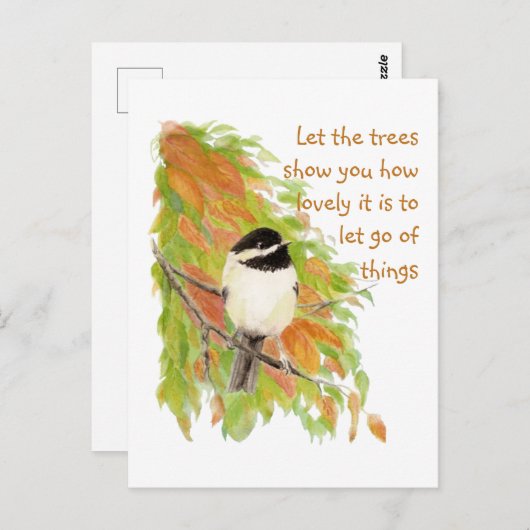 引用文感動的放棄秋の木鳥 ポストカード (正面/裏面)