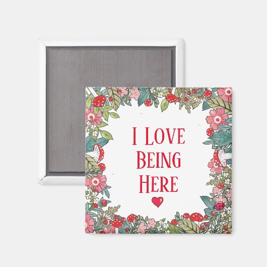 引用文感動的私はここにいるのが大好きフォークフローラ マグネット (正面/裏面)