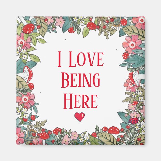 引用文感動的私はここにいるのが大好きフォークフローラ マグネット (正面)