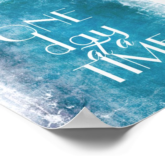 引用文感動的1日の時間ティール（緑がかった色）青 ポスター (角)