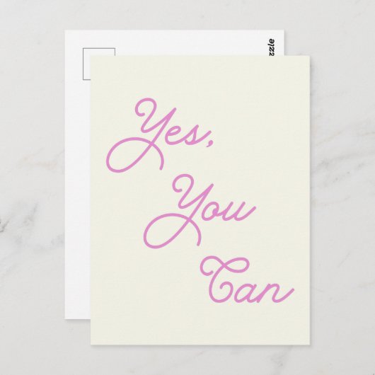 引用文感動的Yesピンクのスクリプトで使用できる ポストカード (正面/裏面)