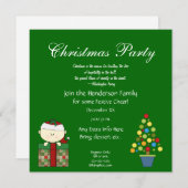 引用文招待状とのかわいいクリスマス・パーティ 招待状 (正面/裏面)