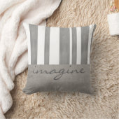引用文枕グレーと白ストライプ色 クッション (ブランケット)