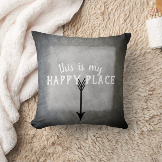 引用文枕私の幸せな場所グレーと白 クッション (ブランケット)