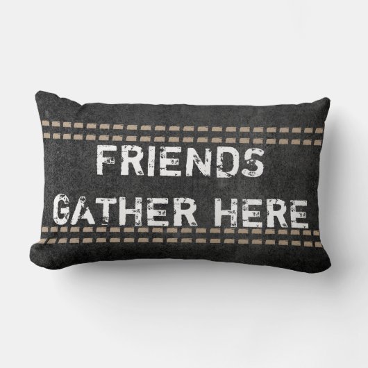 引用文枕素朴なシックな友人がここに集まる ランバークッション (正面)