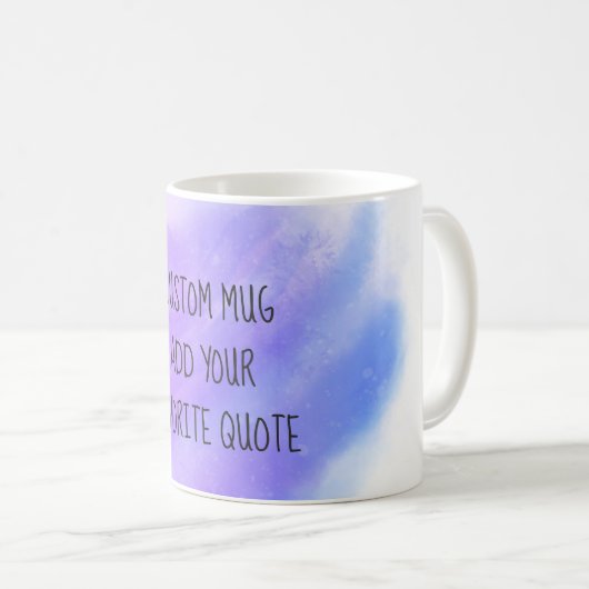 引用文紫カスタム青の水彩画を加える コーヒーマグカップ (正面右)