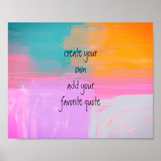 引用文絵を描線抽象芸術カラフルの追加カスタム ポスター (正面)